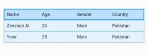 flutter table widget