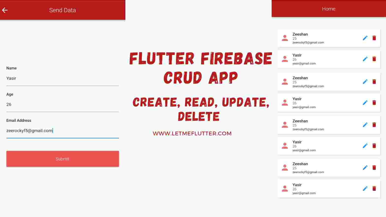 flutter firebase crud app create read update delete data