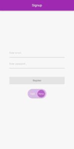 flutter signup screen ui template having flutter textfields and flutter material button, flutter text widgets and flutter container widgets