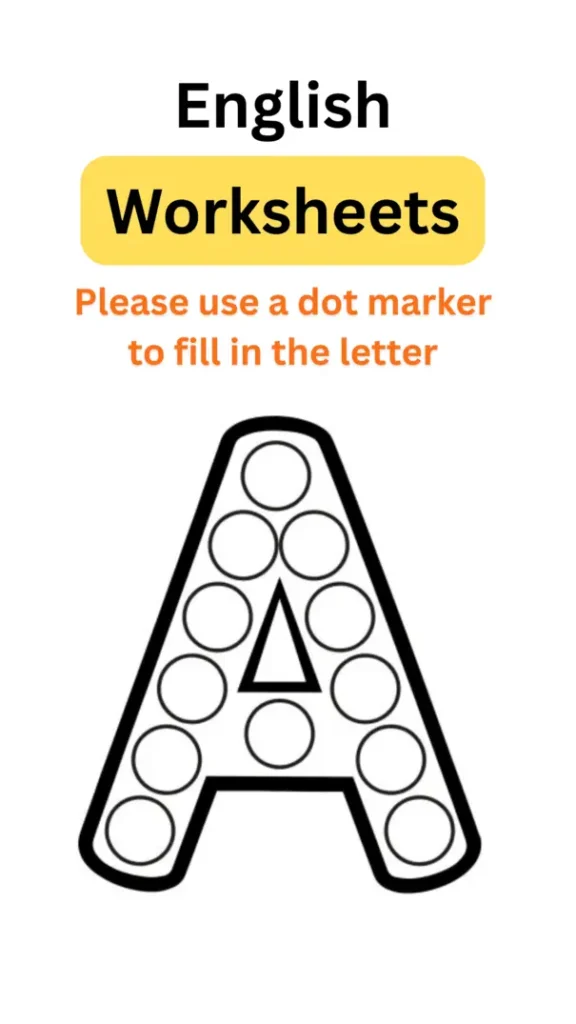 english worksheet dot mat for letter A