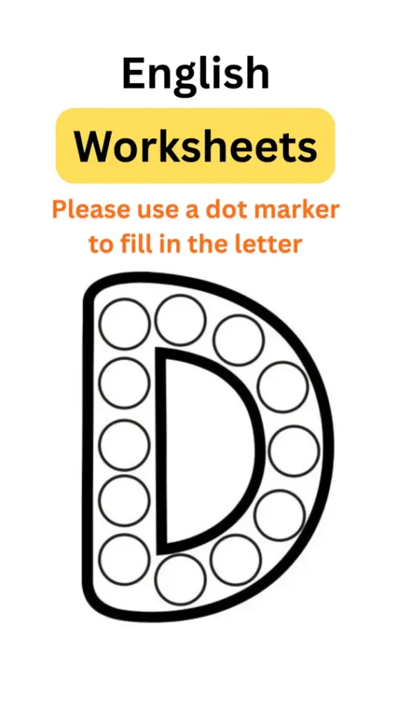 english worksheet dot mat for letter D