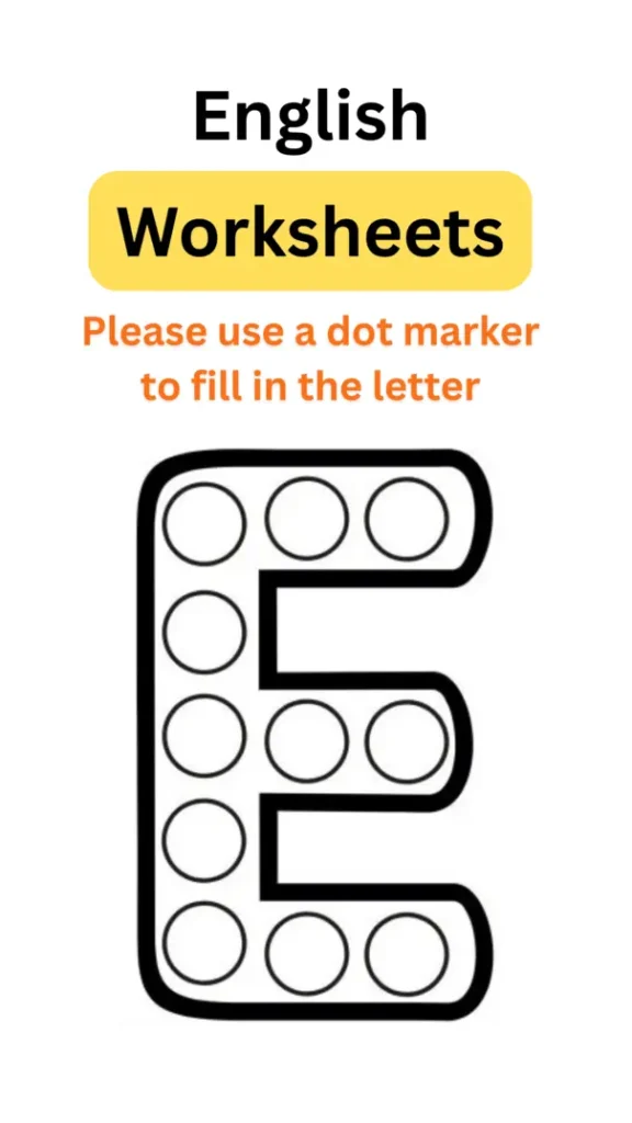 english worksheet dot mat for letter E