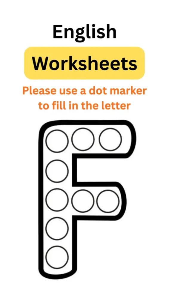 english worksheet dot mat for letter F